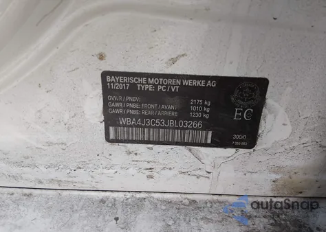 2018 BMW 430I Gran Coupe xDrive z USA, uszkodzony, nr VIN WBA4J3C53JBL03266